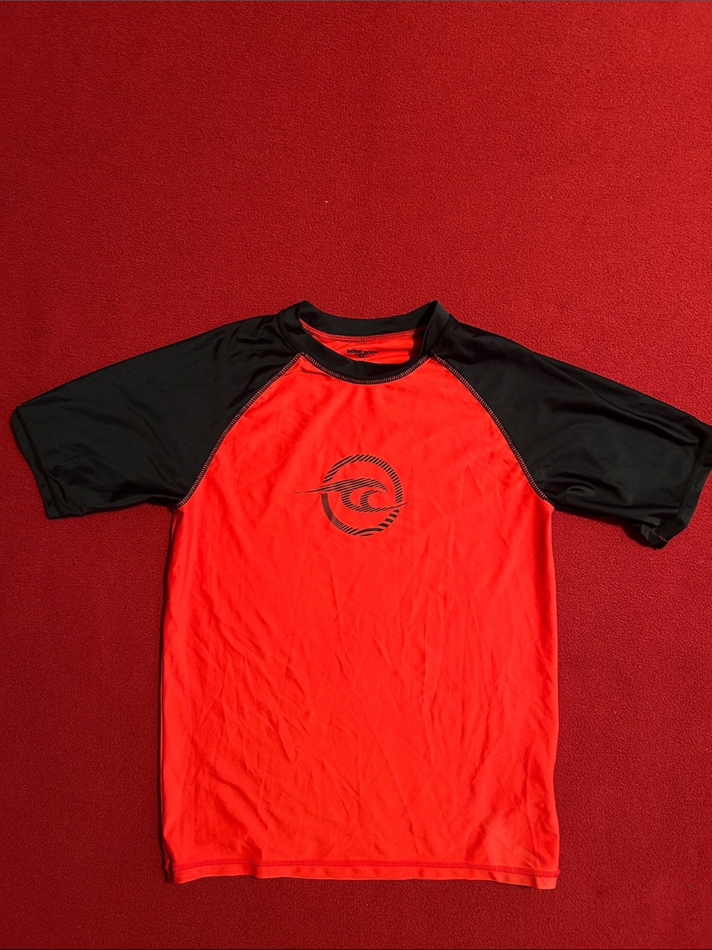 Wave Zone Black and Red Rashguard Swim Shirt